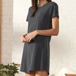 Dark Heather Gray T Shirt Dress With Pocket